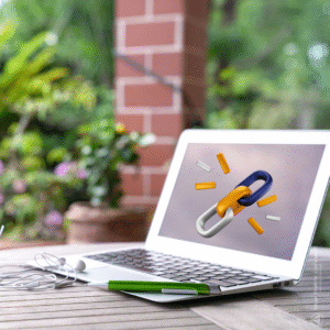 Illustration of a computer monitor displaying the word "search" with a hand cursor clicking on it, symbolizing search engine activity.